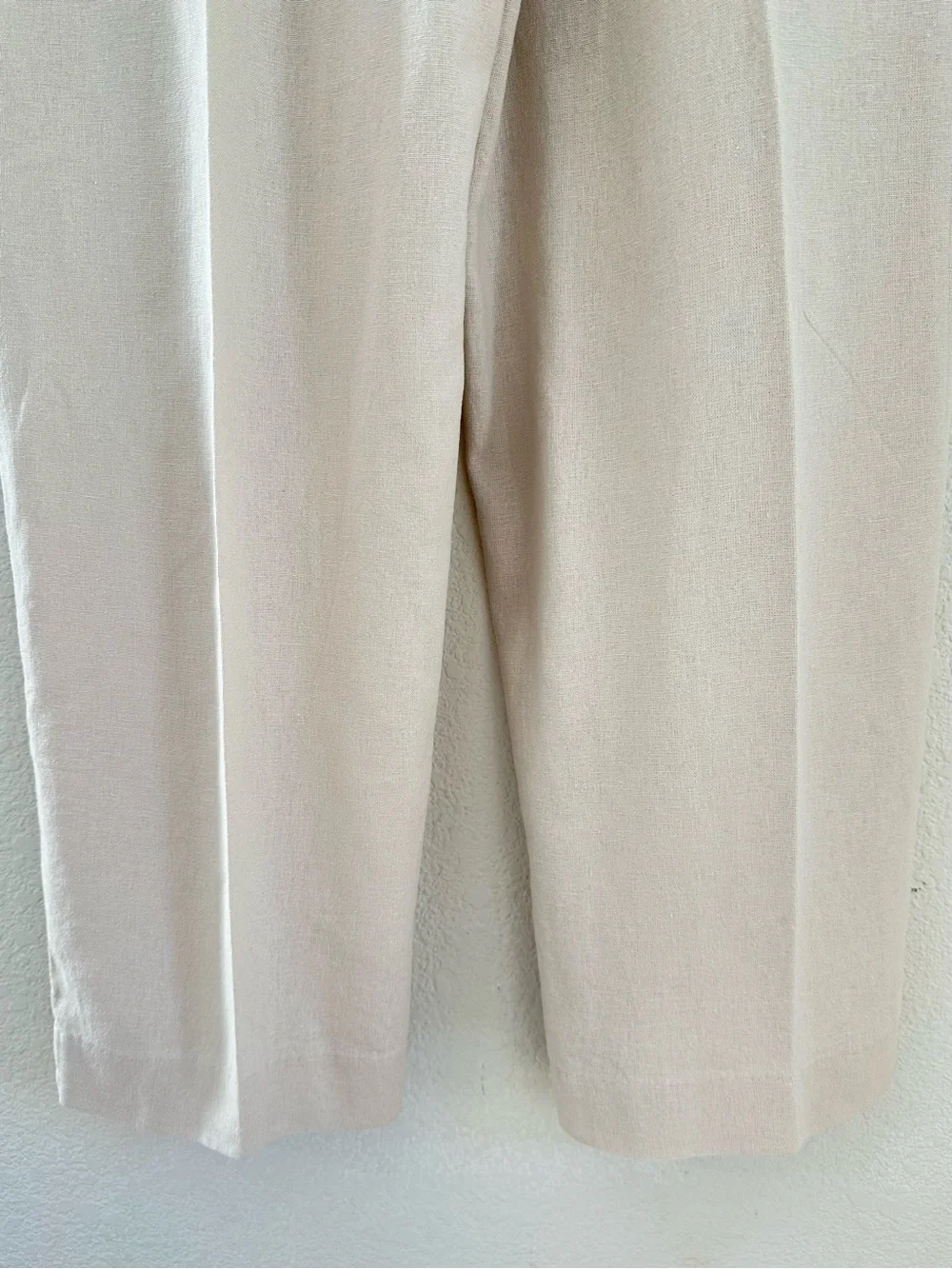 Zara High Rise Linen Blend Pleated Trousers Cream Beige Size M